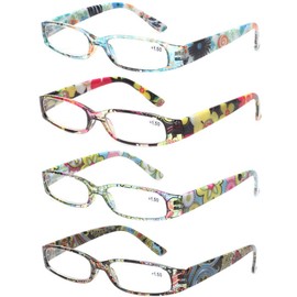 Kerecsen Women's Reading Glasses 4 Pairs Ladies Fashion Spring Hinge Readers (4 Pack Mix, 4.5)