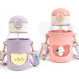 Botella De Agua Portátil Kawaii,con Correa Y Funda,2 Piezas