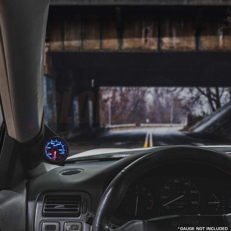 GlowShift Universal Fitment Black Single Pillar Gauge Pod Holder -