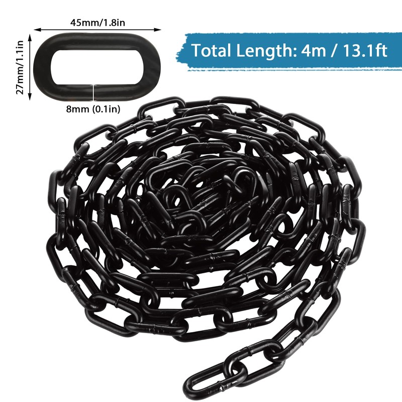 AKOLAFE 5/16 Black Chain Link 13.1ft Heavy Duty Chain Grade