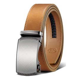 Zitahli Mens Belt Leather - Ratchet Belt for Men Dress Pant Shirt Oxfords,Micro Adjustable Black Brown Belt,Trim To Fit 38"-44"