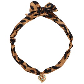 ANPHSIN Stylish Bandana Necklace with Charm for Women - 2025 Fashion Trend Scarf Necklace for Teen Girls Gift, Leopard & Heart Pendant