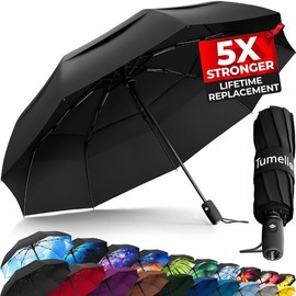 TUMELLA Strongest Windproof Travel Umbrella (Compact, Superior & Beautiful), Small Strong but Light Portable and Automatic Folding Rain Umbrella, Durable Premium Grip, Fits Car & Backpack, Lightweight, Floral, Gift, Waterproof Case - Color: Furry Friends