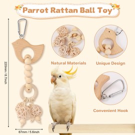 Pethee 8 Pack Parakeet Toys Bird Toys Set Bird Cage Accessories Parrot Swing Chew Toys Wooden Swing Hanging Bell Hammock for Budgerigar, Cockatiel,Mynah, Lovebird Parrotlet,Finches