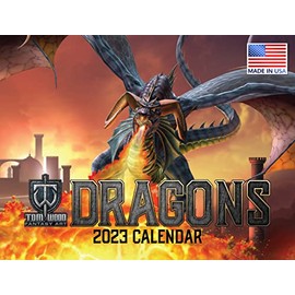 Tom Wood Dragons 2023 Wall Calendar Fantasy Art Legendary Creatures Monsters Magic Large 18 Month Calendar Monthly Full Color Thick Paper Pages Folded Ready To Hang Planner Agenda 18x12 inch