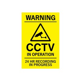 CCTV In Operation, Warning, Security, Sign, Notice, Black and Yellow - Indoor and Outdoor use, waterproof, with drill holes (Large & Medium Sizes) (Modified Acrylic, 29.5 cm x 19.5 cm)