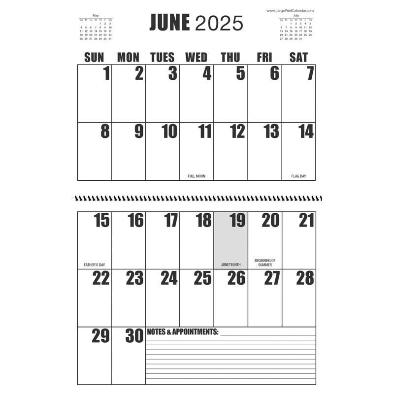 Large Print Wall Calendar 2025 Letter Size