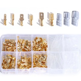 aikoolwer 180Pcs 2.8mm 4.8mm 6.3mm Male Female Spade Connectors Kit Insulating Sleeve Crimp Connectors Terminals Electrical Wiring