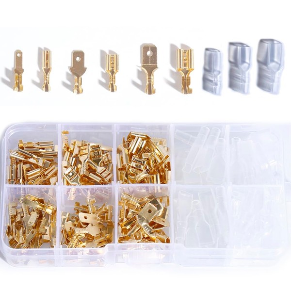 aikoolwer 180Pcs 2.8mm 4.8mm 6.3mm Male Female Spade Connectors Kit