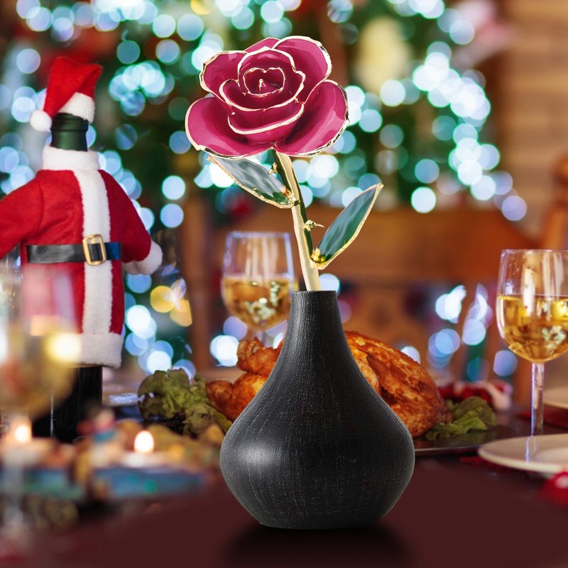 Beautiful Elegant Everlasting Gold Plated Rose Flower Valentine's Gift Red