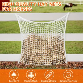 WEEKSUN 2 PCS Slow Feed Hay Net, Hay Bags for Horses with Large Capacity, Horse Feed Bag Easy to Hang, Hay Nets for Horses for Horse Feeder Full Day Feeding Horses Goat Stall Trailer (31.5" x 35.1")