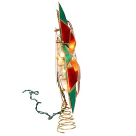 Kurt Adler 9.5-Inch UL 10-Light Red & Green Poinsettia Treetop