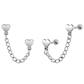 Yumilok Necklaces Heart Men's Women's Stud Earrings Stainless Steel Earrings for Men Women Stud Earrings Piercing Cartilage Helix Tragus, Stainless Steel