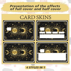 Peacoblue Gold Bank Card Sticker Astrology Credit Debit Card Custom Skin Cover Protector, 4 Styles Waterproof Scratch-Proof and Attractive Decal for Most Popular EBT Transportation Key Card