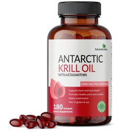 Future biotics Aceite de Kril Antártico con Astaxantina 1000 mg 180 Cápsulas - Omega 3 - Hecho en USA