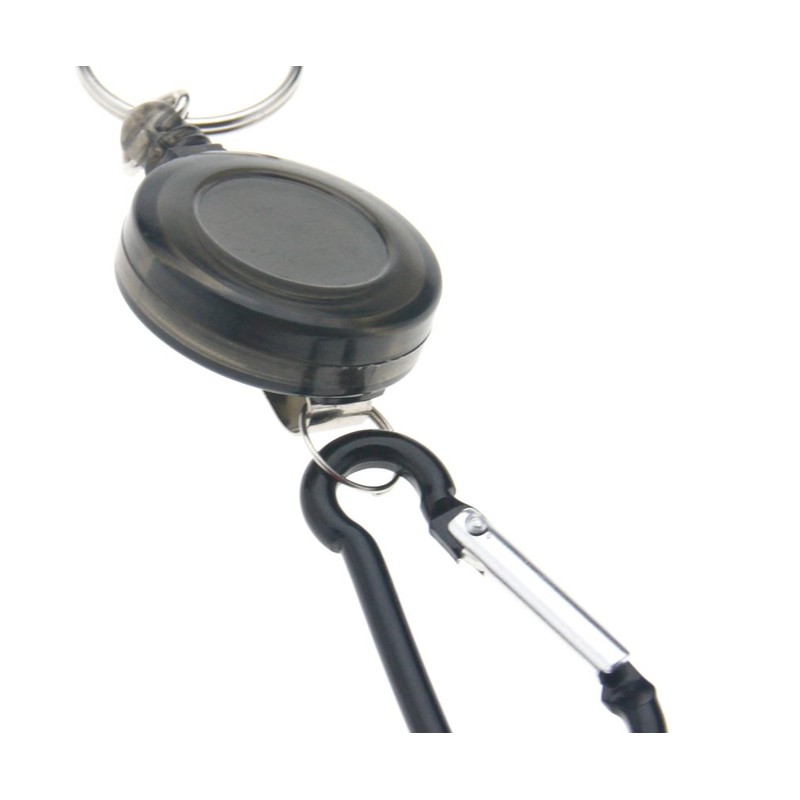 AKORD 2 x Black Retractable Key Chain Badge Reel Recoil