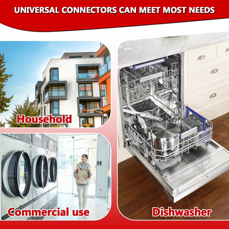 Cenipar 6FT Rubber Washing Machine Hoses Burst Proof 2 Pack