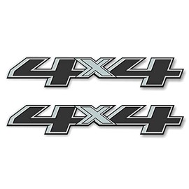 GOLD HOOK Premium Series 4x4 Bedside Replacement Decals for Chevy Silverado - Die-Cut Metalic Vinyl Stickers - Pair (Gray)