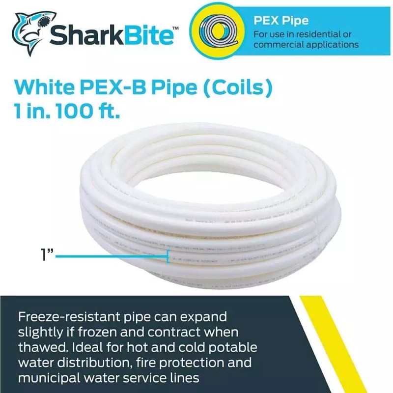 Sharkbite 1In X 100' White Polyethylene Pex Coil Tubing