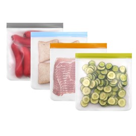 SumDirect 4Pcs Reusable Gallon Freezer Bags,BPA Free,Dishwasher Safe,Leakproof Food Storage Bags for Vegetable Sandwich, Fruits, Snack, Travel Items