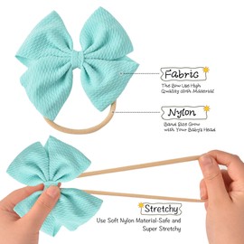 Prohouse 30 PCS Big Bows Baby Nylon Headbands Hairbands Hair Bows Elastics for Baby Girls Newborn Infant Toddler Child Hair Accessories