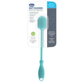 Chicco 9.5” Silicone Bottle Brush with Food-Grade Silicone Bristles | Dishwasher & Sterilizer Safe | Non-Slip, Comfort Grip Handle | Hangs for Drying & Storage | Teal