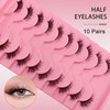 10 Pairs Fluffy Half Lashes, 15mm Natural Look Cat Eye