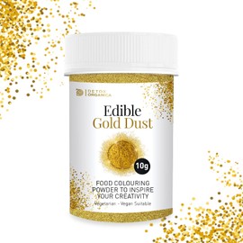 Gold Edible Glitter for Cakes 10g – Gold Dust for Cakes Icing, Muffins, Drinks Decorations Edible – Suitable for Vegans, Vegatarians