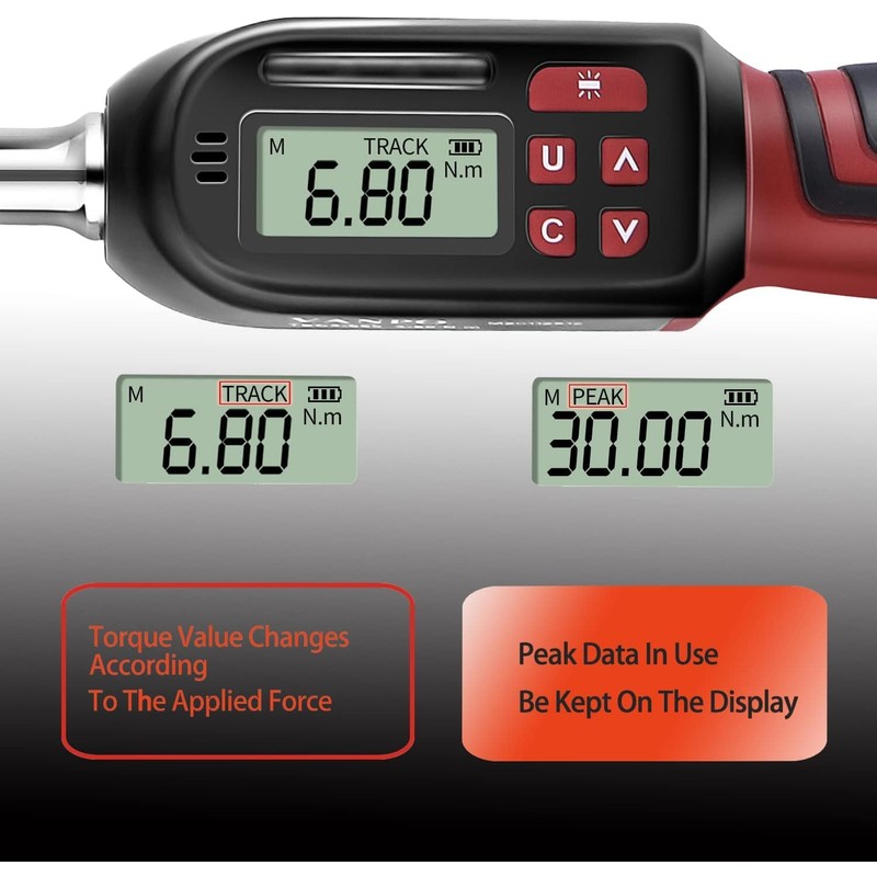 VANPO 3/8 Inch Drive Digital Torque Wrench(5-99.5 ft-lbs./6.8-135Nm), ±2% CW