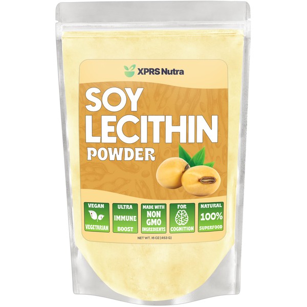 XPRS Nutra Soy Lecithin Powder - Lecithin Powder Food Grade Fat Emulsifier - Suitable for Cooking, Baking and More - Vegan Friendly Soy Lecithin Powder Cooking Aid (16 oz)