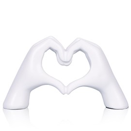 DOVDOV White Heart Hand Statues and Sculptures, White Room Decor Aesthetics for Living Room Coffee Table tv Cabinet Bookshelf Office Entry Desktop Bookshelf Decor.