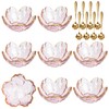 8 Pcs Gold Rim Pink Cherry Blossom Glass Bowls and
