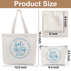 Girls Trip Gifts Favors, 2025 Travel Makeup Bag Tote Bag, Vacation Weekender Bags for Women Friend Sisters, Girls Weekend Gifts Bachelorette Party Friendship Gifts Shopping Bags Cosmetic Bag