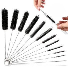 Set 13 Cepillos de Limpieza Limpia Popotes Pipas Botella Tubular Nailon 21cm Resistente Diferentes Medidas Multiuso para Hogar Laboratorio Oficina Biberon Termo Pajilla Limpiapipa | 13 unidades