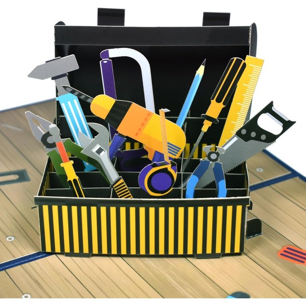 Magic Ants 3D Pop-Up Tool Box Card, Craftsman Birthday Card,