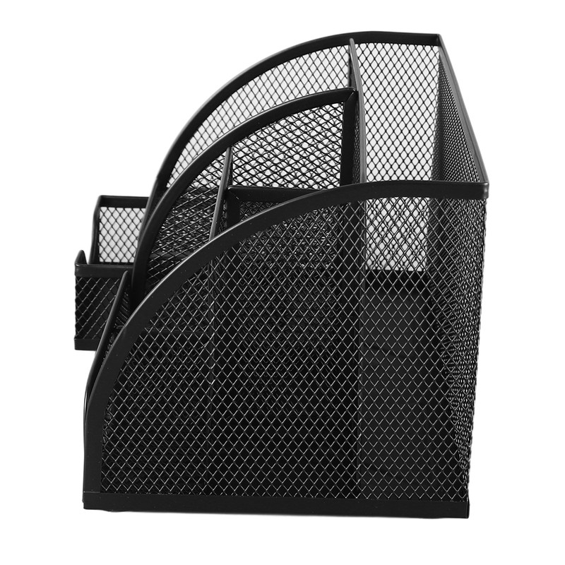 Mesh Office Desktop Organizer Multifunctional Metal 7 Compartments Pen Holder