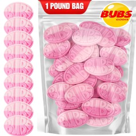 Bubs Wild Strawberry Pomegranate Ovals. 1 POUND of Soft & Chewy Swedish Candy. Marshmallow Gummy Hybrid Vegan, Gluten and Gelatin Free Foam Godis. Packed and Imported From Sweden by Nrdiq Candy.