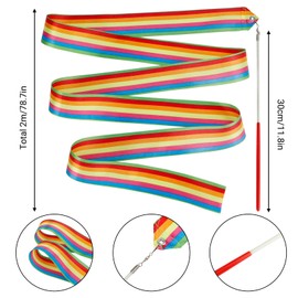 YGEOMER 12pcs Dance Ribbons, Rainbow Gymnastics Ribbon Wands for Kids Dancer, Dance Twirling Sticks Batons Streamers for Artistic Dancing, Talent Shows Dance Floor Party Props