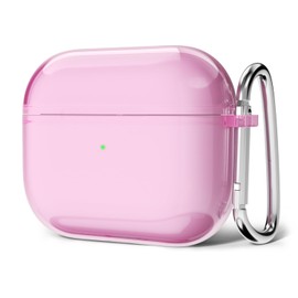 Svanove for Airpods 4 Case Clear Hard Plastic, Transparent Simple Cute Airpods 4th Generation Case with Keychain, Girly Y2k Aesthetic Trendy Airpods Cover Accessories for Women Girl, Pink
