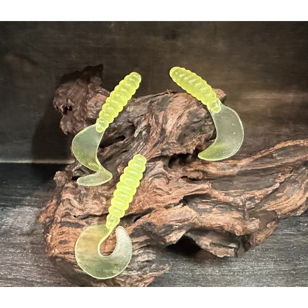 Hard Hit Baits 3” Curly Twister Grub ( Chartreuse)