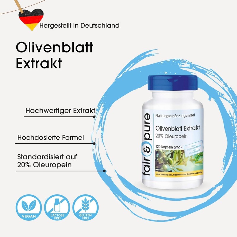 Olive Leaf Extract 500mg, Standardized to 20% Oleuropein, 120 Capsules