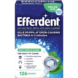 NEW Efferdent Retainer & Denture Cleaner Tablets Minty and Fresh Clean 126 Count
