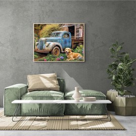 Ginfonr DIY Diamond Art Painting Accessories Car Set Full 5D Diamond Painting Dog Pictures Kit Crystal Rhinestone Embroidery Decoration for Home Wall Decor 30 x 40 cm 8106