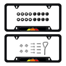 2 Pack Tri-Color Sport License Plate Frame, Aluminum Alloy 3 Color Sports License Plate Cover Holder Compatible for Toyota Tacoma 4Runner Tundra Rav4 Highlander. (Yellow/Red)