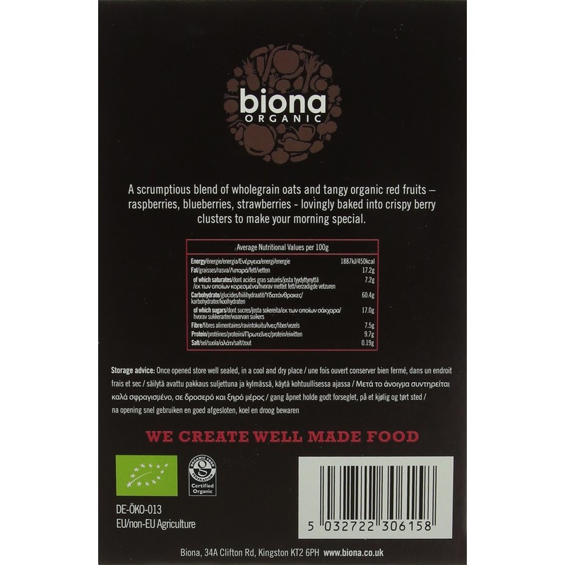 Biona Organic Wild Berry Crispy Granola, 375g
