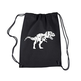 LA POP ART Drawstring Word Art Backpack - Tyrannosaurus REX - Black