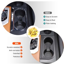 Front Seat Armrest Cup Holder Frame Cover Compatible with Toyota Tundra 2014-2021, Cup Holder Cover Frame Trim Car Interior Accessories (Matte Black)