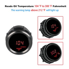 WATERWICH 2inch 52mm Water Temperature Gauge 104-300℉ Water Temp Thermometer Meter Kit DC12V with Sensor for Car Truck Marine Vehicle Automotive