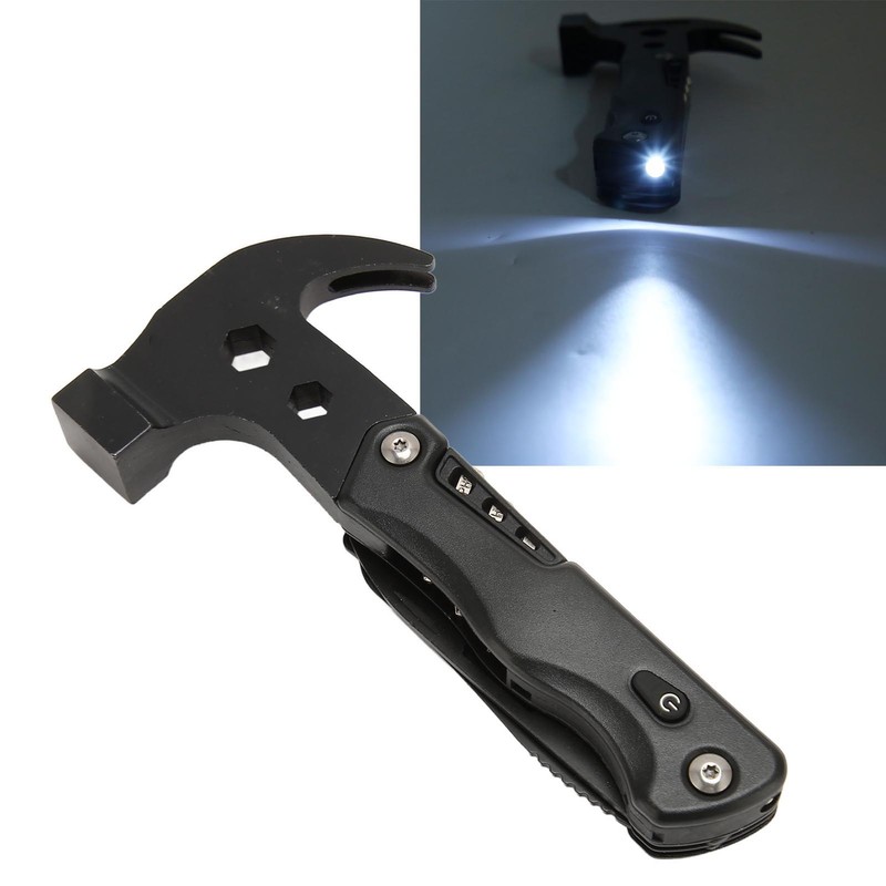 Multifunctional Hammer Foldable Small Portable Multitool Hammer with LED Light