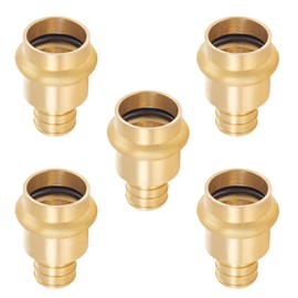 GUOFIS 3/4Inch PEX Copper Press Fittings,3/4" Press X 3/4" PEX Crimp Coupling Adapter for Copper and Pex Pipe Connection(5Pack,LF Brass Material)(PEX1807346-5Pack)